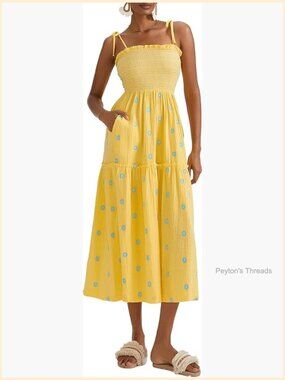 Sleeveless Floral Embroidered Maxi Dress with Pockets Boho Sundress